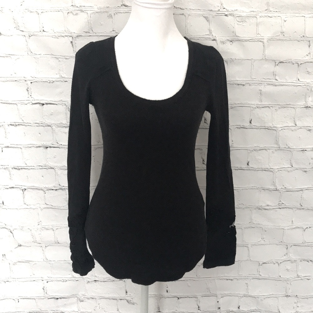 Free People Masquerade Cuff Henley Black